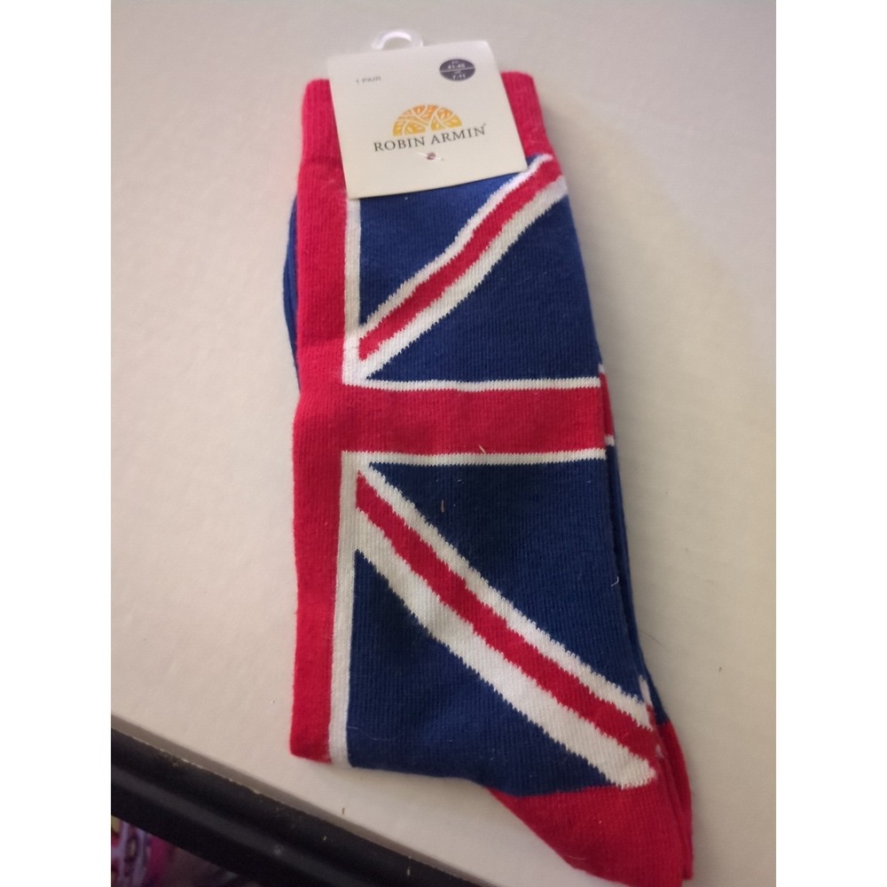 Robin Armin Uk Flag Socks Us Size 8-12. Nwt